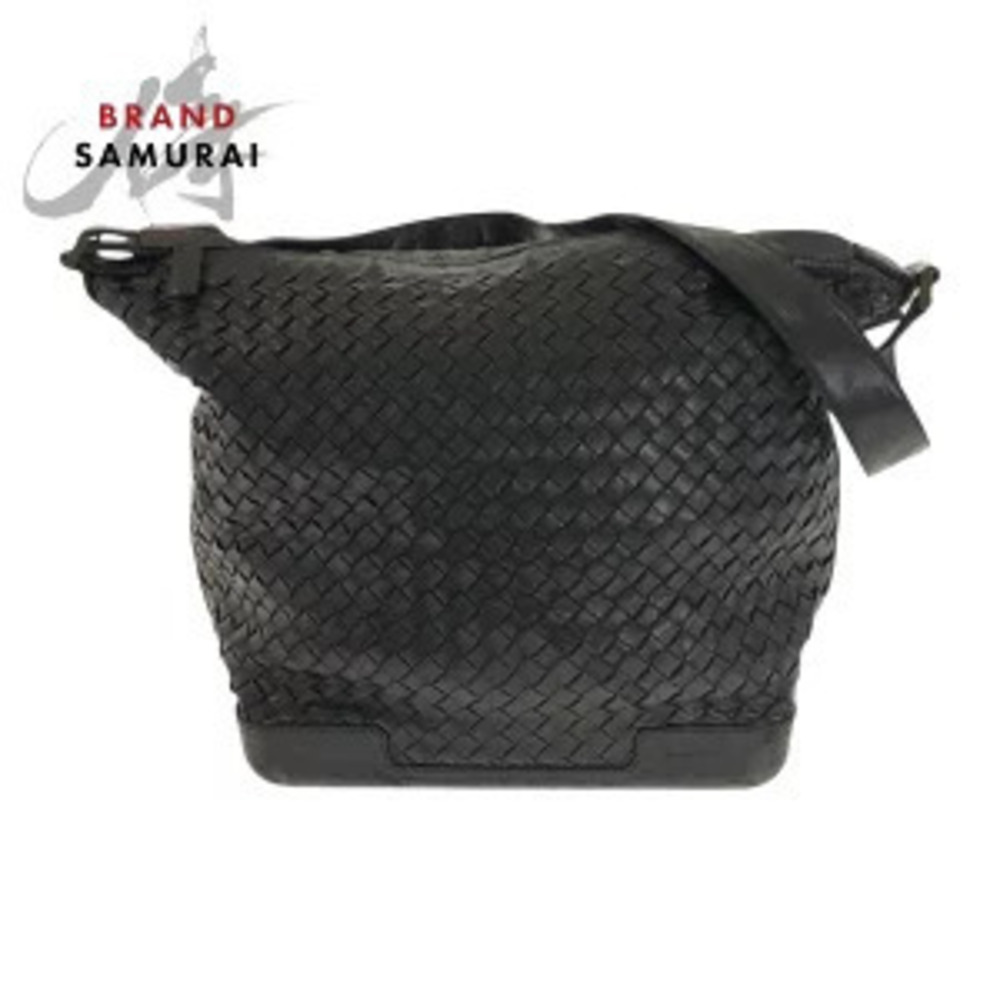 Bottega Veneta Intrecciato black leather shoulder bag Gunmetal Gray